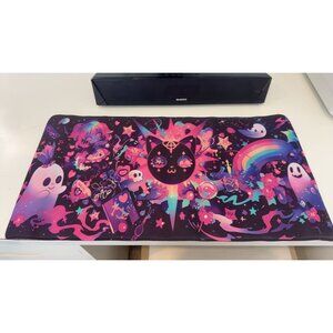 Neon Cosmic Ghost Large Gaming Mouse Pad Cute Kawaii Desk Mat for Gamers & Strea